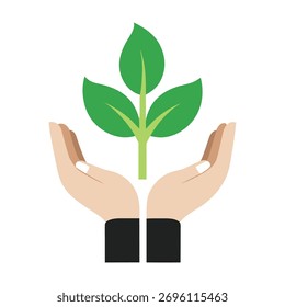 Manos que salvan el Pequeño Vector del brote de la planta