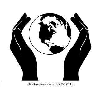 hands saving the world  vector