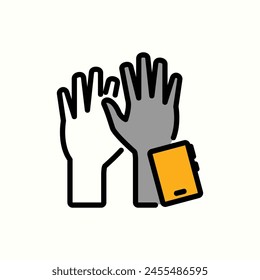 hands say hello icon, isolated icon in light background, perfect for website, blog, logo, graphic design, social media, UI, mobile app