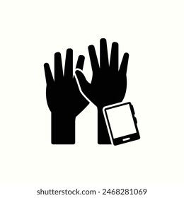 hands say hello icon, isolated glyph icon