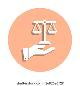 Hands, scale badge icon. Simple glyph, flat vector of peace and humanrights icons for ui and ux, website or mobile application