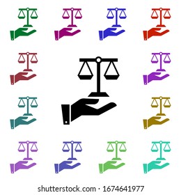 Hände, skalieren Sie mehrfarbiges Symbol. Einfache Bildyph, flache Vektorillustration von Frieden und Menschenrechten für i und ux, Website oder mobile Applikationen