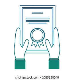 hands with school diploma icon