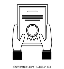 hands with school diploma icon