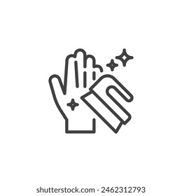 Hands scrubbing with a brush line icon. linear style sign for mobile concept and web design. Scrubbing hands outline vector icon. Hygiene symbol, logo illustration. Vector graphics