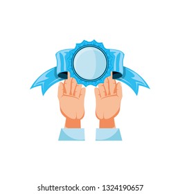 hands with seal stamp isolated icon
