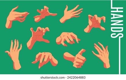 hands set collection gestures illustration icon