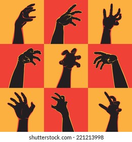 Hands set for halloween decorate,Vector idea concept