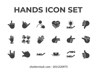 icono de conjunto de manos, icono de signo de conjunto de manos aisladas, ilustración vectorial
