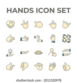 hands set icon, isolated hands set sign icon, vector illustration