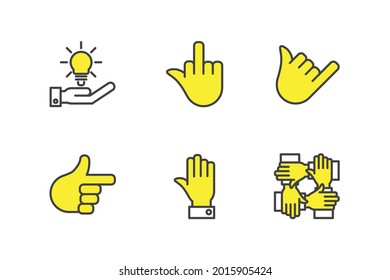 hands set icon, isolated hands set sign icon, vector illustration