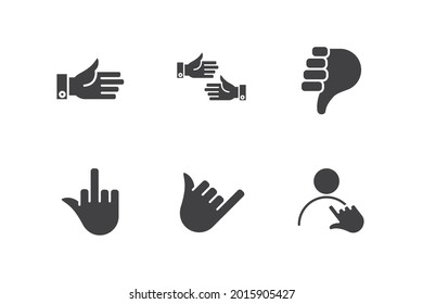 icono de conjunto de manos, icono de signo de conjunto de manos aisladas, ilustración vectorial