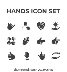 icono de conjunto de manos, icono de signo de conjunto de manos aisladas, ilustración vectorial