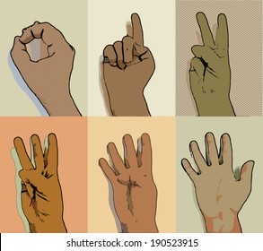 Hands set. Numbers. 
