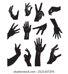 Hands set sign languages. Vector illustration without using AI.