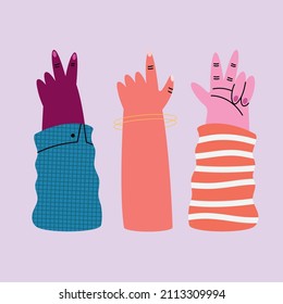 hands up set three icons