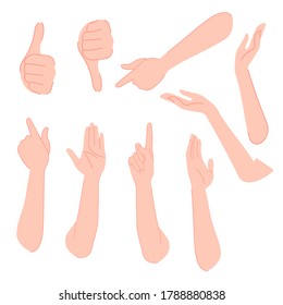 Hands set vector illustration cartoon flat design modern style 