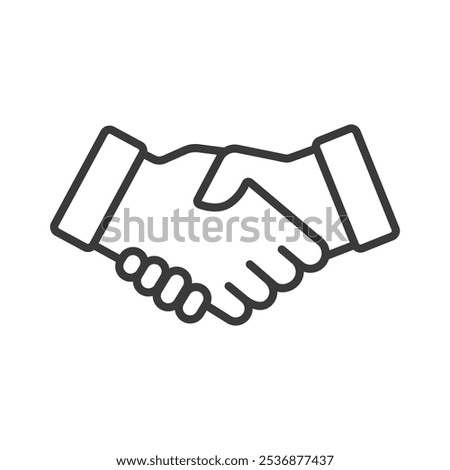 Hands Shake Business, in line design. Handshake, business, agreement, partnership, collaboration, negotiation, trust on white background vector. Hands Shake Business editable stroke icon