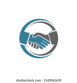 Hands Shake in Circle Logo Template