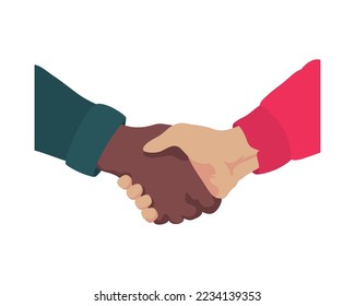 hands shake design over white