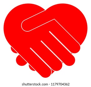 Hands shaking forming heart vector eps 10
