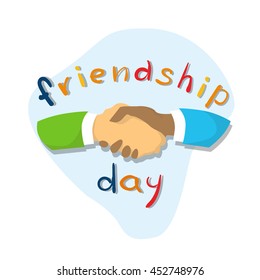 Hands Shaking Friendship Day Flat Vector Illustration