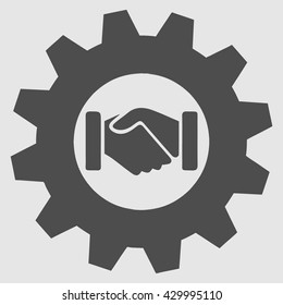 Hands shaking vector. Handshake icon. Business partnership simple isolated logo. Handshake and gear symbol.