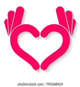 Hands in the shape of heart, symbol icon vector