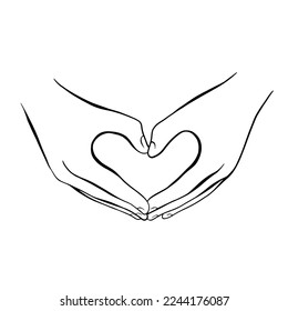 Hands in the shape of a heart. Vector. The concept of a happy family, love and motherhood