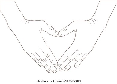 hands shaping a heart symbol on white background