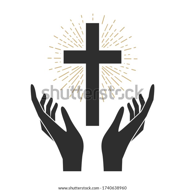 Hands Shining Holy Cross Design Element Stock Vector (Royalty Free ...