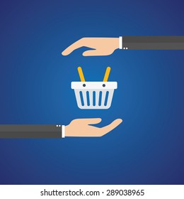 hands and shopping cart,vector
