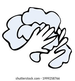 hands should be washed with soap isolated icon on white background