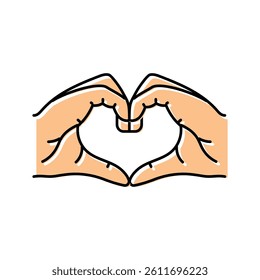 hands show heart color icon vector. hands show heart sign. isolated symbol illustration