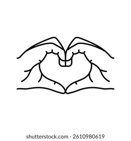 hands show heart line icon vector. hands show heart sign. isolated contour symbol black illustration