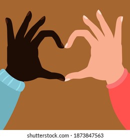 Hands show the heart. People of different nationalities.United community