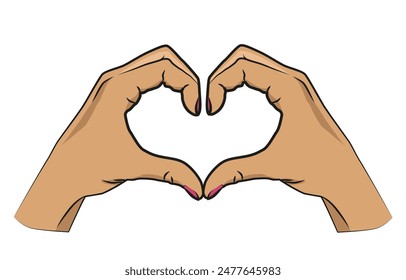 Hands show a heart sign. Vector illustration of hands making a heart symbol. EPS 10.