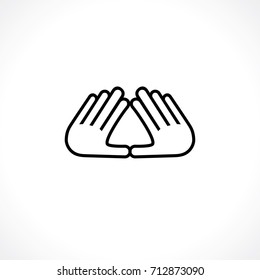 hands show sign triangle