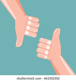 Hands show thumbs up, vector illustration