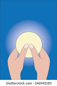 Hands showing a consecrated wafer