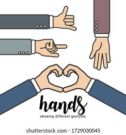 Hands showing different gestures for designers in the design of all kinds of works. beautiful and modern hands which can be used in many purposes Eps10 vector.