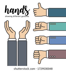 Hands showing different gestures for designers in the design of all kinds of works. beautiful and modern hands which can be used in many purposes Eps10 vector.