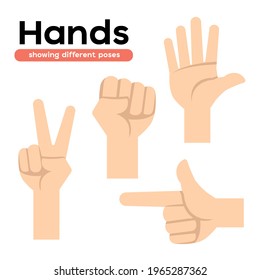 Hands showing different poses for designer. which can be used in many purposes such as in motion graphics, infographics, presentations and more. Eps10 vector.