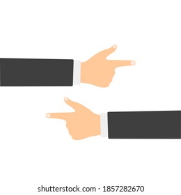 Hands showing direction. Left, right. Vector illustration. Flat style