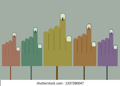 Hands showing fingers with electoral stain