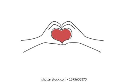 Hands showing gesture heart. Hand drawn vector illustration.