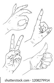 Hands showing gestures