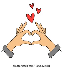 Hands showing heart. Friendship sign. Love symbol. Heart shape in hands