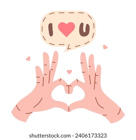 hands showing heart gesture with inscription i love you