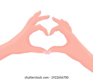 Hands showing heart shape gesture. Love, romantic relationship concept. Illustration in flat style.